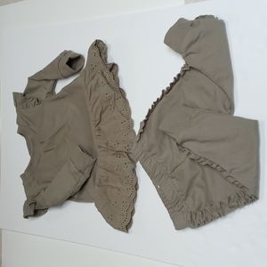 NWOT Blueberi Boulevard 24M 2 peice olive green long sleeved